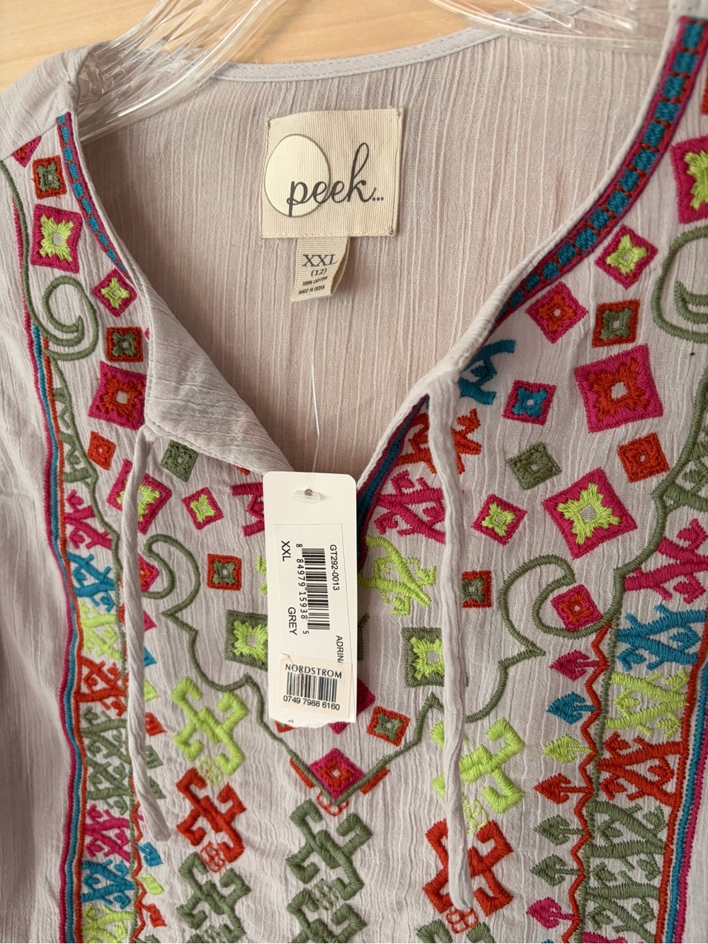 NWT Peek Girl’s Embroidered V-Neck Boho Top - Picture 3 of 6